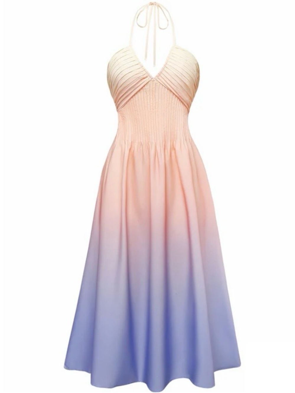 Padmé Amidala Style Ombré Deep V-neck Halter Dress